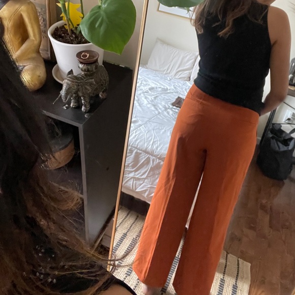 Zara Burnt Orange Trousers with built-in belt - Picture 6 of 9